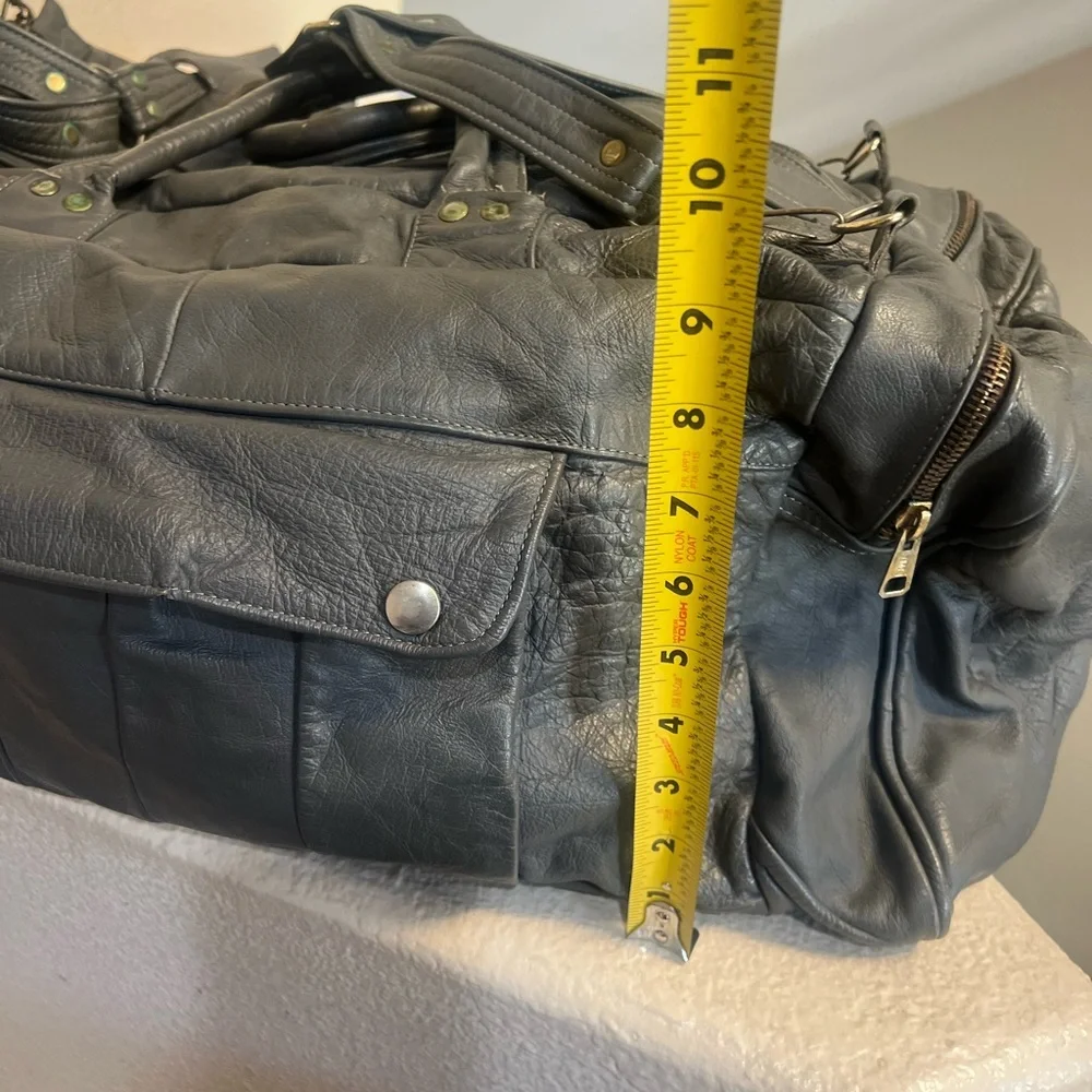Gray Genuine Leather Handle/shoulder duffel‎ bag hand luggage unisex Mexico made